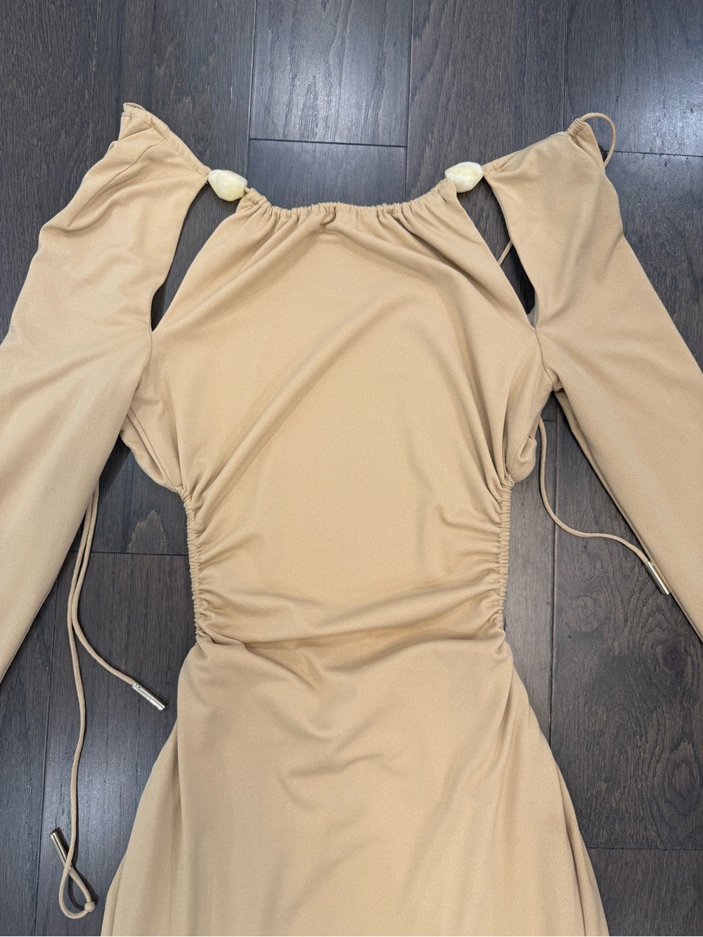 Significant Other Beige Long Sleeve Cutout Maxi Dress - Picture 4 of 7
